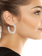 AllSaints Silver Tone Crystal Hoop Earrings - Image 4 of 4