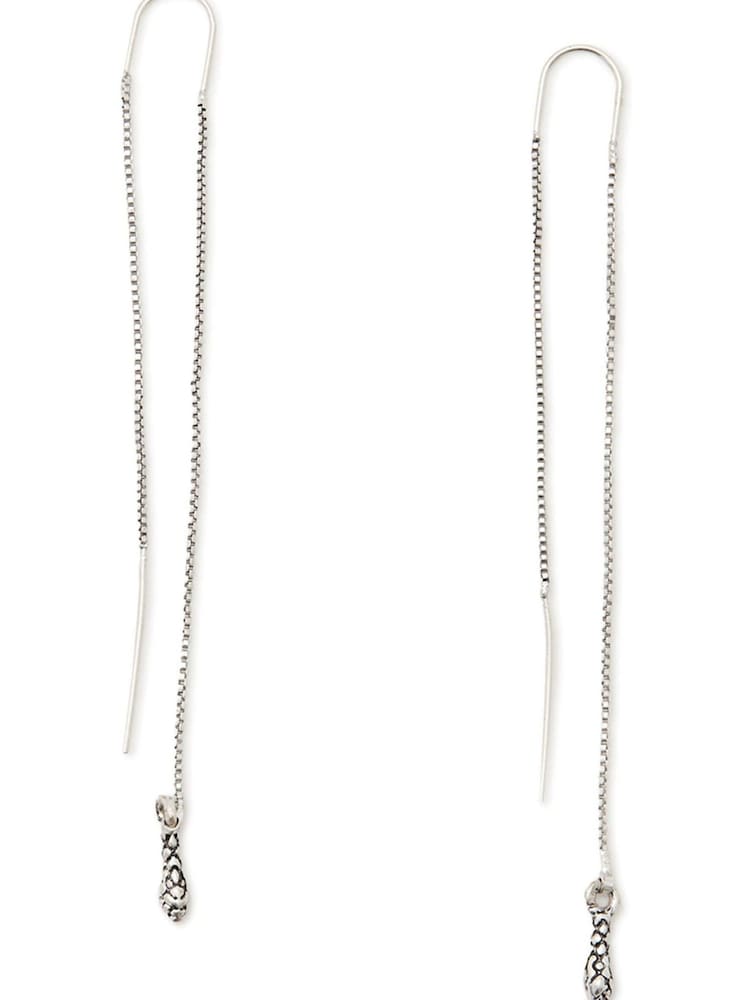 AllSaints Silver Tone Serpent Threader Earrings - Image 1 of 4