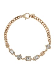 AllSaints Gold Tone Geometric Crystal Link Bracelet - Image 1 of 4