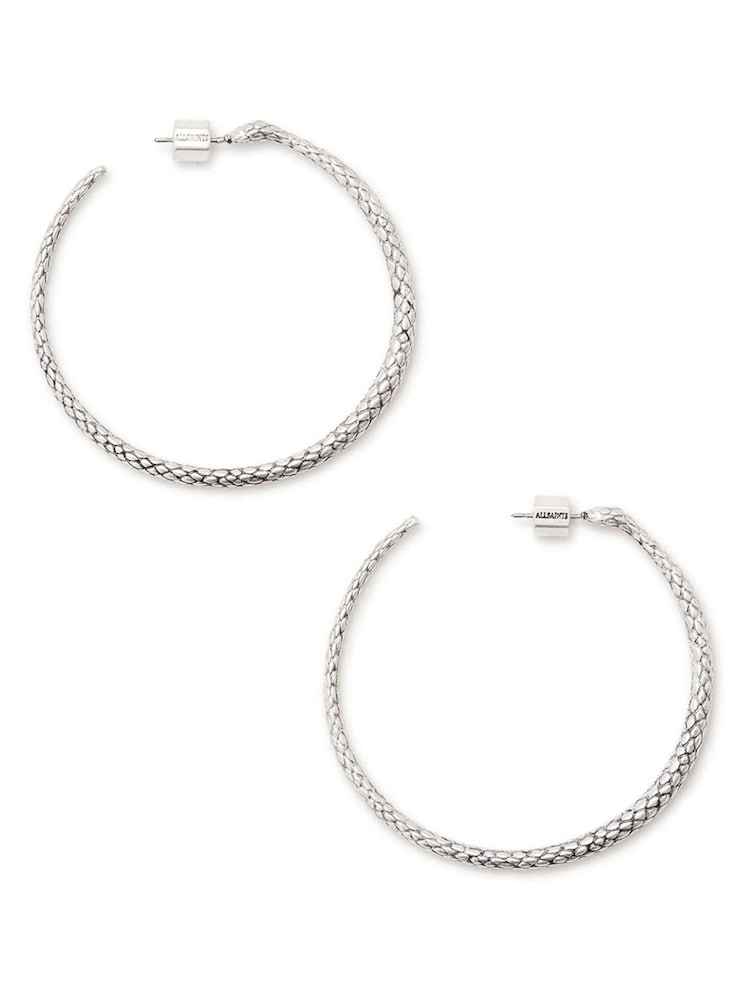 AllSaints Silver Tone Serpent Hoop Earrings - Image 1 of 4