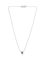 AllSaints Silver Tone Mens Skull Pendant Necklace - Image 1 of 5