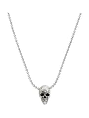 AllSaints Silver Tone Mens Skull Pendant Necklace - Image 3 of 5