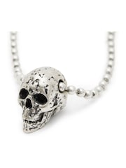 AllSaints Silver Tone Mens Skull Pendant Necklace - Image 4 of 5