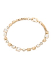 AllSaints Gold Tone Signature Geometric Crystal Bib Statement Necklace - Image 1 of 5