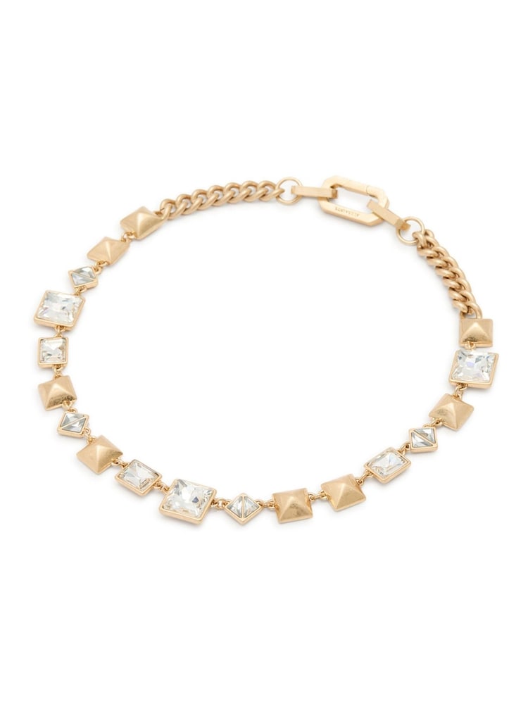 AllSaints Gold Tone Signature Geometric Crystal Bib Statement Necklace - Image 1 of 5