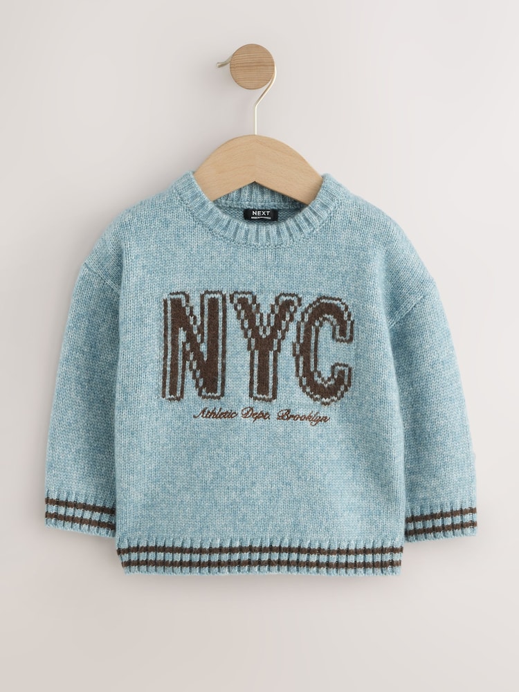 Blue NYC Knitted Jumper (3mths-7yrs) - Image 1 of 4