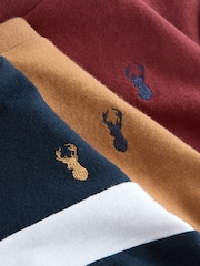 Berry/Tan/Navy Long Sleeve Colourblock T-Shirts 3 Pack (3-16yrs) - Image 8 of 8