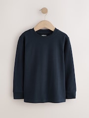 Khaki/Tan/Purple/Navy Plain Long Sleeve Cosy T-Shirts 4 Pack (3-16yrs) - Image 2 of 5