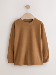 Khaki/Tan/Purple/Navy Plain Long Sleeve Cosy T-Shirts 4 Pack (3-16yrs) - Image 5 of 5