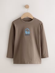 Grey/Blue/Brown Embroidery - Grafični dolg rokav; z dolgimi rokavi majica 3 Pack (3-16let) - Slika 2 iz 7
