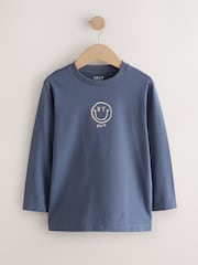 Grey/Blue/Brown Embroidery - Grafični dolg rokav; z dolgimi rokavi majica 3 Pack (3-16let) - Slika 3 iz 7