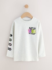 Teal/Blue/Grey Bright Graffiti Relaxed Fit Graphic Print Long Sleeve T-Shirts 3 Pack (3-16yrs) - Image 5 of 8