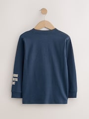 Navy/Blue/Ecru Dino Graphic Long Sleeve T-Shirts 3 Pack (3-16yrs) - Image 3 of 6