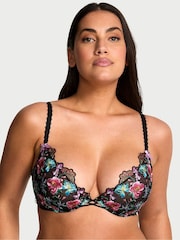 Victoria's Secret Dark Blossom Black Unlined Demi Embroidery Bra - Image 1 of 3