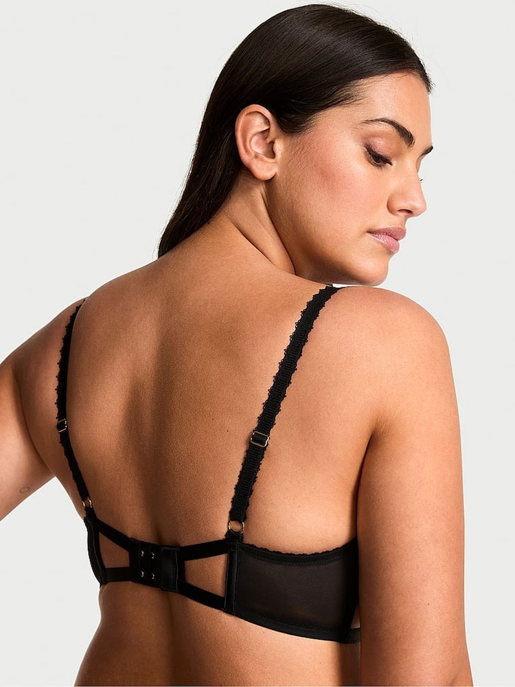 Victoria's Secret Dark Blossom Black Unlined Demi Embroidery Bra - Image 2 of 3
