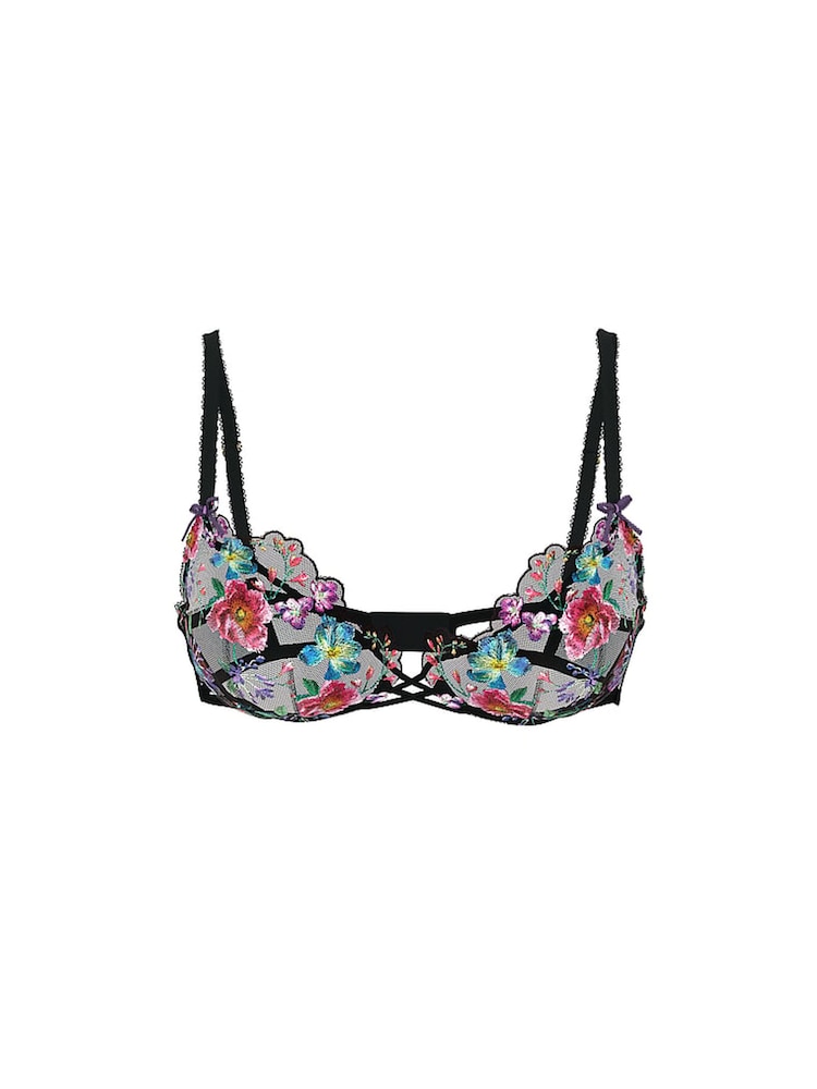 Victoria's Secret Dark Blossom Black Unlined Demi Embroidery Bra - Image 3 of 3