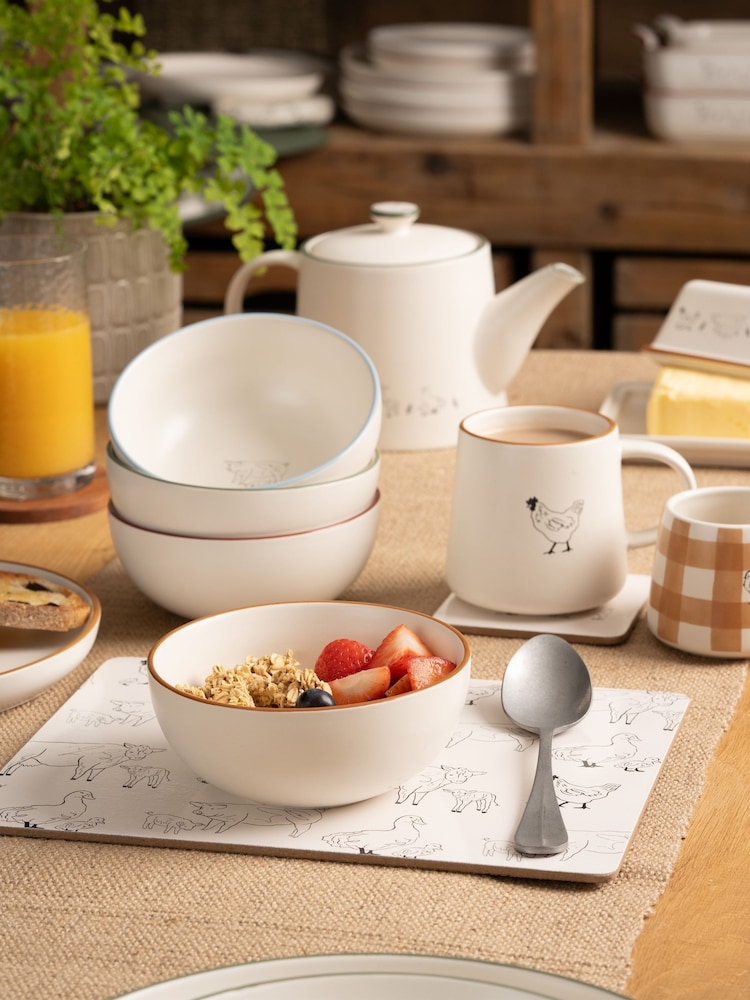 Woodbury Lane Natural Set of 4 Animal Cereal Bowls - Image 1 of 5 Woodbury Lane Natural Set of 4 Animal Cereal Bowls - Image 1 of 5