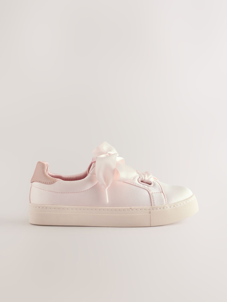 Pink Satin Standard Fit (F) Lace-Up Trainers - Image 2 of 6 Pink Satin Standard Fit (F) Lace-Up Trainers - Image 2 of 6