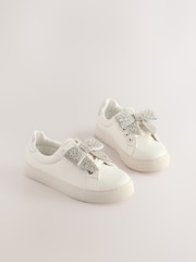 White Bow Standard Fit (F) Lace-Up Trainers - Image 1 of 6