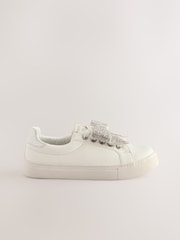 White Bow Standard Fit (F) Lace-Up Trainers - Image 2 of 6