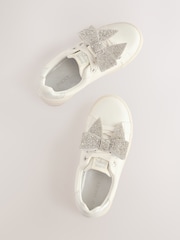 White Bow Standard Fit (F) Lace-Up Trainers - Image 3 of 6