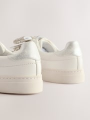 White Bow Standard Fit (F) Lace-Up Trainers - Image 4 of 6