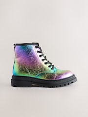 Rainbow Metallic Wide Fit (G) Warm Lined Lace-Up Ankle Boots - Image 2 of 5