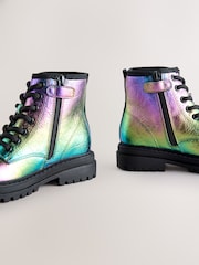 Rainbow Metallic Wide Fit (G) Warm Lined Lace-Up Ankle Boots - Image 3 of 5