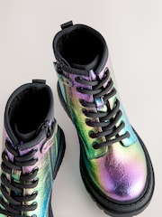 Rainbow Metallic Wide Fit (G) Warm Lined Lace-Up Ankle Boots - Image 4 of 5