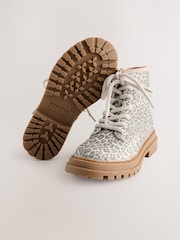Muted Animal Printed Wide Fit (G) Warm Lined Lace-Up Ankle Boots - Image 3 of 4