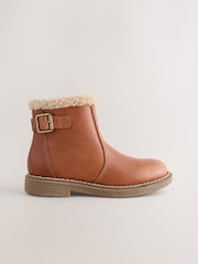 Hellbraun - Leather Warm Lined Ankle Boots - Bild 2 von 6