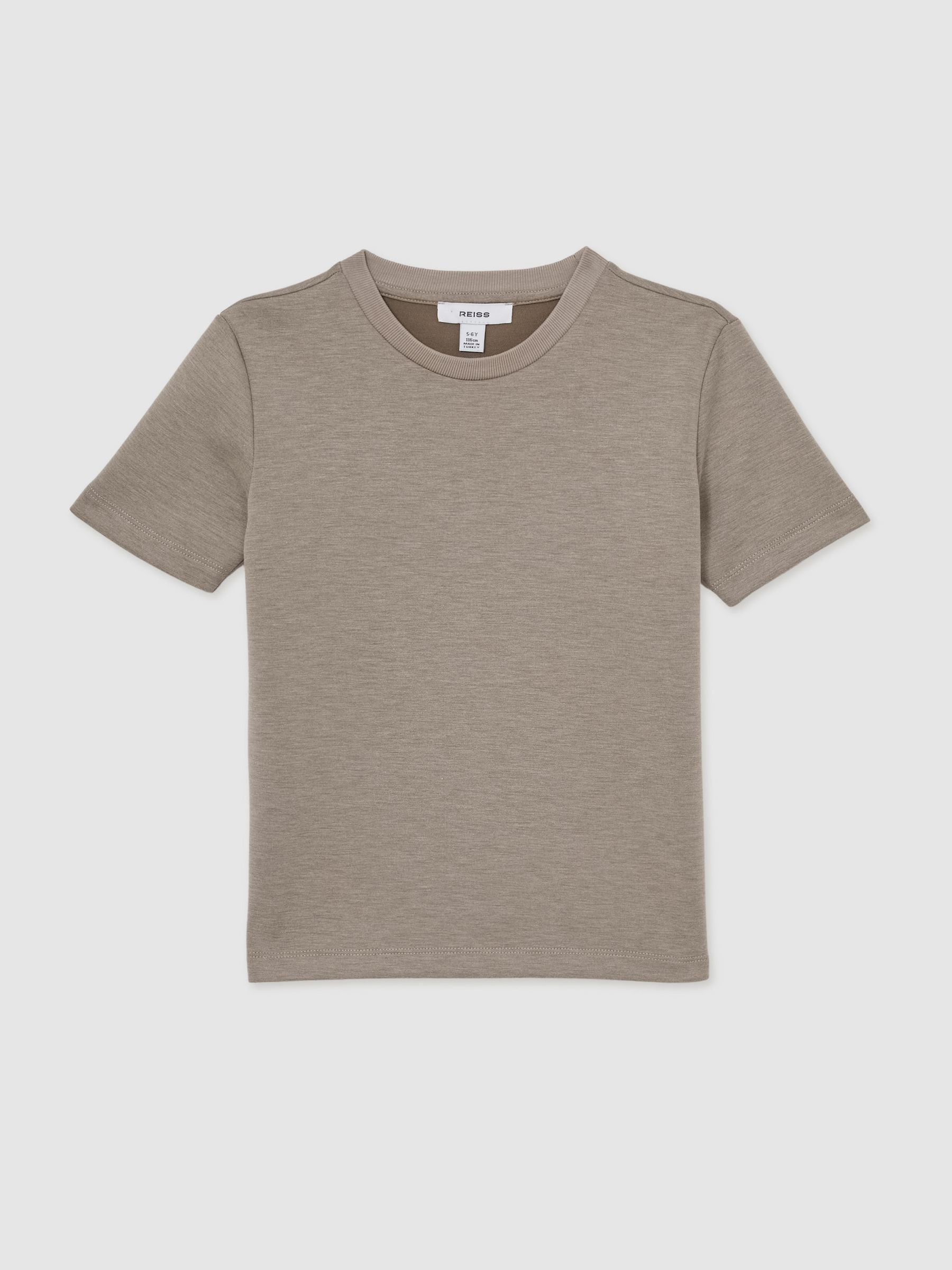 Reiss Taupe Brown 13-14 Yrs Interlock-jersey Crew-neck T-shirt