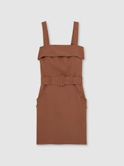 Reiss Brown Fia Belted Mini Dress - Image 2 of 5