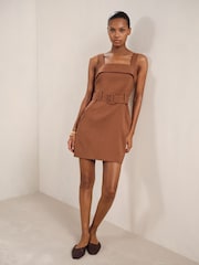 Reiss Brown Fia Belted Mini Dress - Image 3 of 5