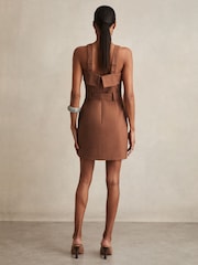Reiss Brown Fia Belted Mini Dress - Image 4 of 5