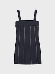 Reiss Navy Effie Contrast-Stitch Structured Mini Dress - Image 2 of 6