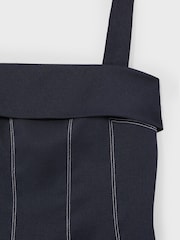 Reiss Navy Effie Contrast-Stitch Structured Mini Dress - Image 6 of 6