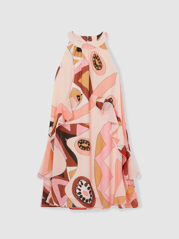Reiss Pink Sasha 9-13 yrs Printed Ruffle-Trim Dress - Image 2 of 4