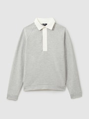 Reiss Grey Melange Thurloe Jersey Rugby Shirt - Image 2 of 6