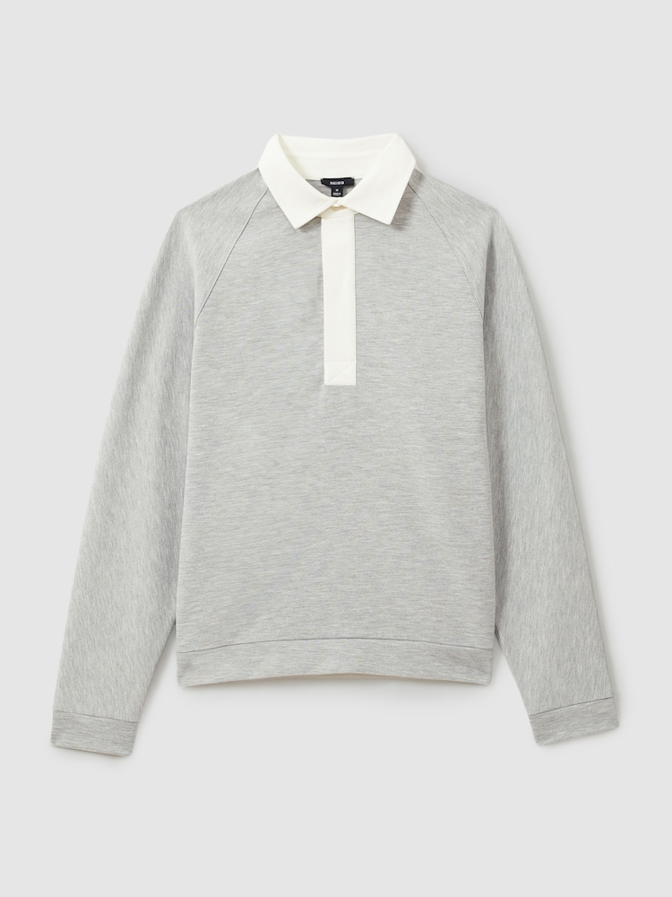 Reiss Grey Melange Thurloe Jersey Rugby Shirt - Image 2 of 6