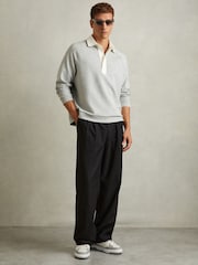 Reiss Grey Melange Thurloe Jersey Rugby Shirt - Image 3 of 6