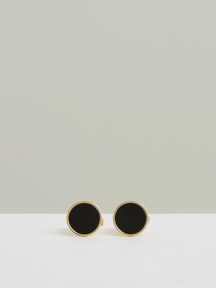 Reiss Gold Tone /Onyx Ardley Cufflinks - Image 1 of 4