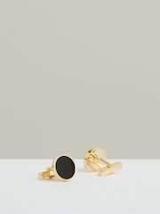 Reiss Gold Tone /Onyx Ardley Cufflinks - Image 2 of 4