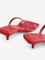 St Agni Red Fine Strap Kitten Sandals - Image 5 of 11