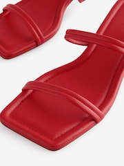 St Agni Red Fine Strap Kitten Sandals - Image 6 of 11