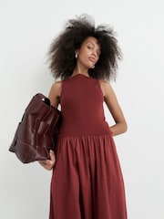 St Agni Red Bateau Cut Out Dress - Image 2 of 9