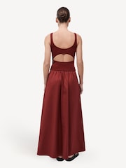 St Agni Red Bateau Cut Out Dress - Image 3 of 9