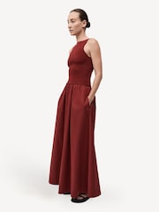 St Agni Red Bateau Cut Out Dress - Image 4 of 9