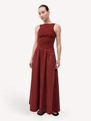 St Agni Red Bateau Cut Out Dress - Image 6 of 9