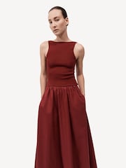 St Agni Red Bateau Cut Out Dress - Image 7 of 9